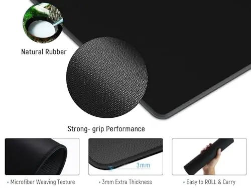 JIALONG Desk Mat - Large Desk Pad, Gaming Mouse Pad, Office Desk Protector with Anti-slip Base, Anti-wear Personalized Design, Mousepad in Mid-Grey - 4