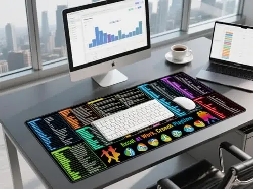 JIALONG Excel Sichqoncha Paneli Yorliqlari - Excel Formulalari Aldash Daftar Stol Paneli, Sirpanishga qarshi Katta Stol Mat, Chidamli Tikilgan Qirralari bilan Katta Excel Klaviatura Mat Ofis, O'yin va Uy uchun - 5