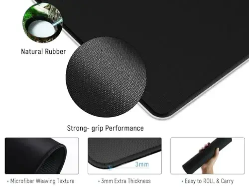 JIALONG Gaming Mouse Pad, Kauchuk taglikli katta sichqoncha, Kompyuter, shaxsiy kompyuter, noutbuk, ish stoli uchun silliq matoli klaviatura, 35,4 x 15,7 dyuym, oq - 4