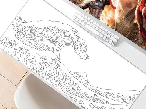 JIALONG Gaming Mouse Pad, Kauchuk taglikli katta sichqoncha, Kompyuter, shaxsiy kompyuter, noutbuk, ish stoli uchun silliq matoli klaviatura, 35,4 x 15,7 dyuym, oq - 7