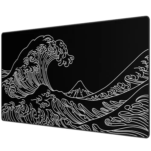 JIALONG Gaming Mouse Pad, Large Mousepad with Non-Slip Rubber Base, Smooth Cloth Surface Desk Keyboard Mat for Computer, PC, Laptop, Desktop 35.4 x 15.7 Inches, Black - JIALONG