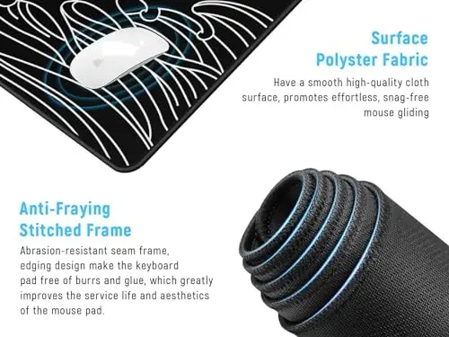 JIALONG Gaming Mouse Pad, Large Mousepad with Non-Slip Rubber Base, Smooth Cloth Surface Desk Keyboard Mat for Computer, PC, Laptop, Desktop 35.4 x 15.7 Inches, Black - 3