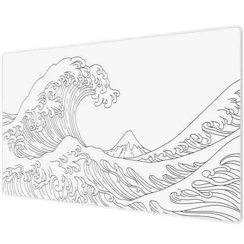 JIALONG Gaming Mouse Pad, Large Mousepad with Non-Slip Rubber Base, Smooth Cloth Surface Desk Keyboard Mat for Computer, PC, Laptop, Desktop 35.4 x 15.7 Inches, White 