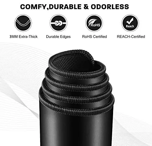 JIALONG Katta O'yin Mouse Pad, XXL Stol Mousepad Tikilgan Qirralar bilan, O'yinchi, Ofis va Uy Klassik Qora uchun Sirpanmaydigan Klaviatura Padi - 2