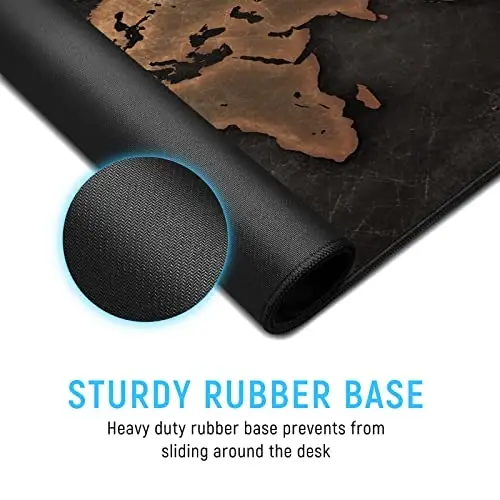 JIALONG Katta O'yin Mouse Padi, XXL Stol Mousepadi Tikilgan Qirralari bilan, O'yinchi, Ofis va Uy Retro Xaritasi uchun Sirpanmaydigan Klaviatura Padi - 4