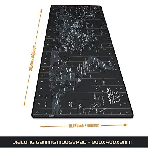 JIALONG Large Gaming Mouse Pad Extended Desk Mat XXL Mousepad with Non-Slip Keyboard Pad for Office Laptop, Computer and PC - 35.4 x 15.7 inches World Map - JIALONG (1)
