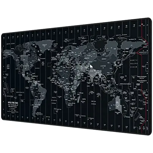 JIALONG Large Gaming Mouse Pad Extended Desk Mat XXL Mousepad with Non-Slip Keyboard Pad for Office Laptop, Computer and PC - 35.4 x 15.7 inches World Map - 1
