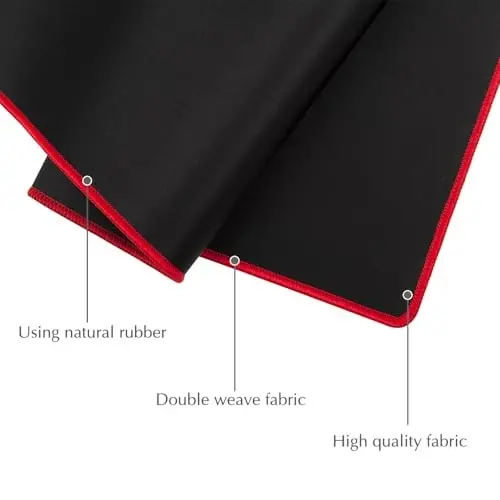 JIALONG Large Gaming Mouse Pad, Extended Mousepad with Red Stitched Edges, XXL Desk Mouse Mat, Big Computer Keyboard Pad for Gaming and Office, 35.4 x 15.7 inches - JIALONG (1)