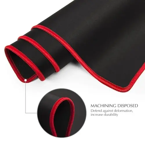 JIALONG Large Gaming Mouse Pad, Extended Mousepad with Red Stitched Edges, XXL Desk Mouse Mat, Big Computer Keyboard Pad for Gaming and Office, 35.4 x 15.7 inches - 3