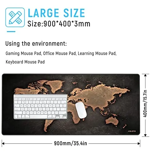 JIALONG Large Gaming Mouse Pad, XXL Desk Mousepad with Stitched Edges, Non-Slip Base Keyboard Pad for Gamer, Office & Home Retro Map - JIALONG (1)
