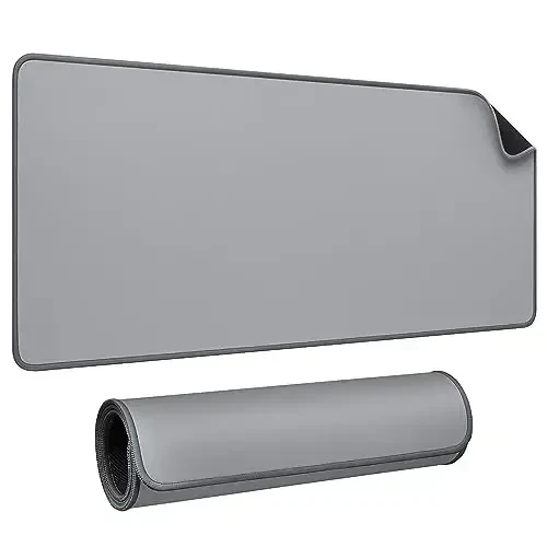 JIALONG Desk Mat - Large Desk Pad, Gaming Mouse Pad, Office Desk Protector with Anti-slip Base, Anti-wear Personalized Design, Mousepad in Mid-Grey - 1