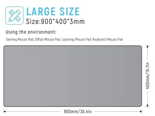 JIALONG Desk Mat - Large Desk Pad, Gaming Mouse Pad, Office Desk Protector with Anti-slip Base, Anti-wear Personalized Design, Mousepad in Mid-Grey - 2