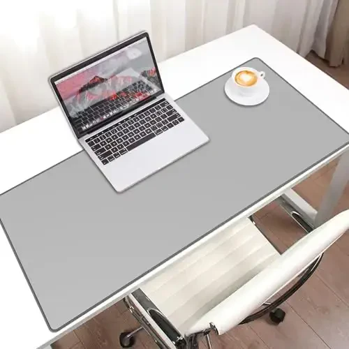 JIALONG Desk Mat - Large Desk Pad, Gaming Mouse Pad, Office Desk Protector with Anti-slip Base, Anti-wear Personalized Design, Mousepad in Mid-Grey - 7