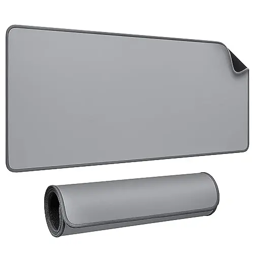 JIALONG Desk Mat - Large Desk Pad, Gaming Mouse Pad, Office Desk Protector with Anti-slip Base, Anti-wear Personalized Design, Mousepad in Mid-Grey - 1