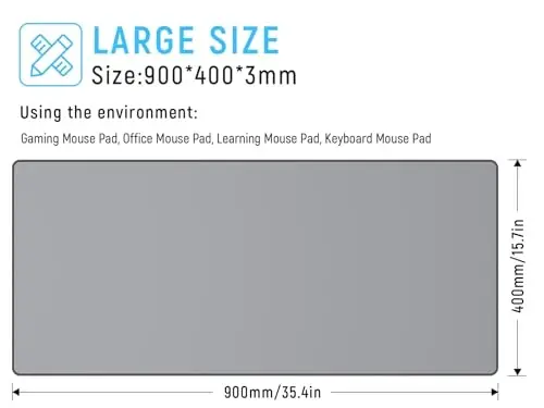 JIALONG Desk Mat - Large Desk Pad, Gaming Mouse Pad, Office Desk Protector with Anti-slip Base, Anti-wear Personalized Design, Mousepad in Mid-Grey - JIALONG (1)
