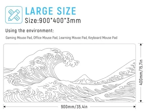 JIALONG oʻyin sichqonchasi uchun gilamcha, sirpanmaydigan kauchuk asosli katta sichqoncha gilamchasi, kompyuter, shaxsiy kompyuter, noutbuk, stol usti uchun silliq mato yuzali klaviatura gilami 35,4 x 15,7 dyuym, oq - 2