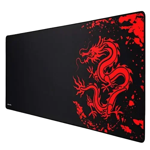 JIALONG Gaming Mouse Pad Large Size 35.4x15.7 inches Extended Desk Mousepad with Personalized Design for Laptop, Computer PC - Red Dragon 
