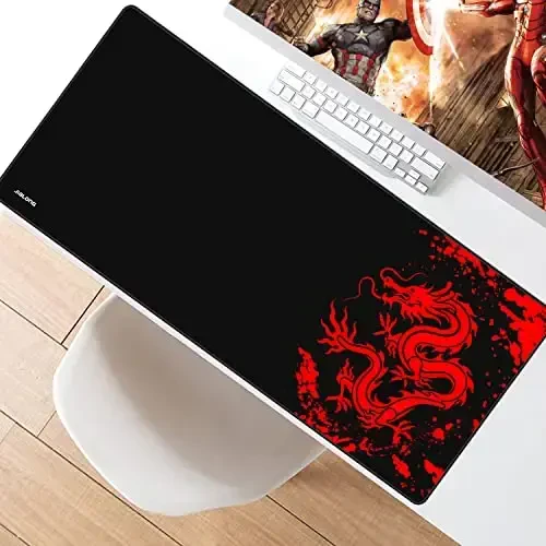 JIALONG Gaming Mouse Pad Large Size 35.4x15.7 inches Extended Desk Mousepad with Personalized Design for Laptop, Computer PC - Red Dragon - 7
