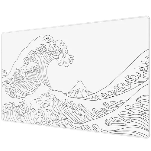 JIALONG Gaming Mouse Pad, Large Mousepad with Non-Slip Rubber Base, Smooth Cloth Surface Desk Keyboard Mat for Computer, PC, Laptop, Desktop 35.4 x 15.7 Inches, White - 1