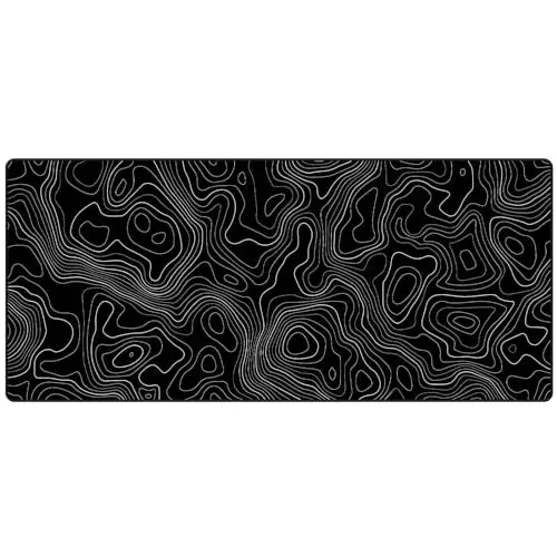 JIALONG Qora Topografik Katta Oʻyin Sichqoncha Pad, XXL Sichqoncha Padi, Klaviatura va Sichqoncha uchun Katta Sichqoncha Mat Stol Padi, Oʻyin Kompyuter Noutbuk Kompyuter Stol Ofis Aksessuarlari - 2