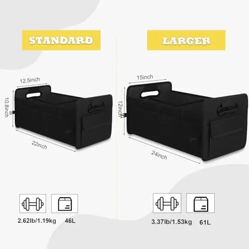 Car Trunk Organizer, Collapsible Car Organizers and Storage Large Black | Sturdy, Strong Capacity, Clean Decor, Multi Compartment Container Box, Adjustable Car Accessories for SUV Sedan Truck - 2