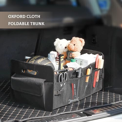 JiatuA Car Trunk Organizer, Car Organizers and Storage Collapsible Multi Compartment Container Box, Adjustable Car Accessories for SUV Sedan Truck, Standard Size, Black - JiatuA (1)