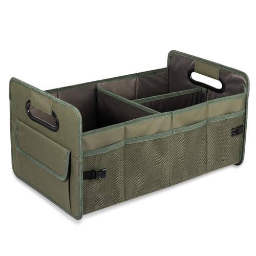 JiatuA Car Trunk Organizer, Collapsible Car Organizers and Storage Green | Sturdy, Large Capacity, Clean Decor, Multi Compartment Container Box, Adjustable Car Accessories for SUV Sedan Truck - 1