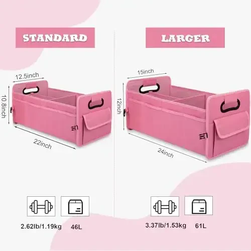 JiatuA Car Trunk Organizer, Car Organizers and Storage Collapsible Multi Compartment Container Box, Adjustable Car Accessories for SUV Sedan Truck, Large Size, Pink - JIATUA (1)