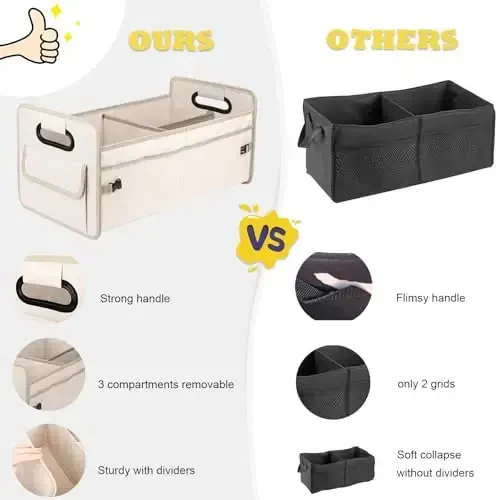 JiatuA Avtomobil Bagaj Tashkilotchisi, Avtomobil Tashkilotchilari va Saqlash Katlanadigan Ko'p Bo'limli Konteyner Qutisi, SUV Sedan Yuk Mashinasi uchun Sozlanadigan Avtomobil Aksessuarlari, Standart O'lcham, Ko'k - 4