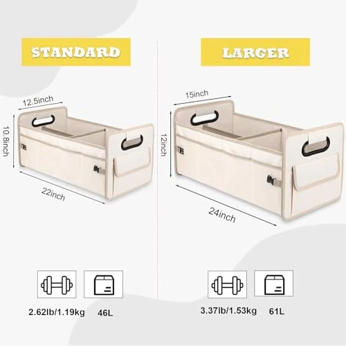 JiatuA Car Trunk Organizer, Car Organizers and Storage Collapsible Multi Compartment Container Box, Adjustable Car Accessories for SUV Sedan Truck, Standard Size, Beige - 5