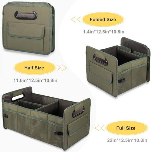 JiatuA Car Trunk Organizer, Car Organizers and Storage Collapsible Multi Compartment Container Box, Adjustable Car Accessories for SUV Sedan Truck, Standard Size, Green - 5