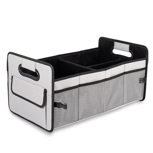 JiatuA Car Trunk Organizer, Car Organizers and Storage Collapsible Multi Compartment Container Box, Adjustable Car Accessories for SUV Sedan Truck, Standard Size, Grey - JiatuA