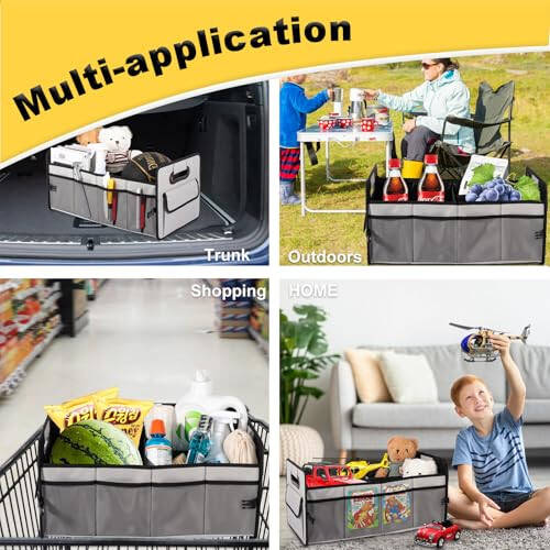 JiatuA Car Trunk Organizer, Car Organizers and Storage Collapsible Multi Compartment Container Box, Adjustable Car Accessories for SUV Sedan Truck, Standard Size, Grey - 4