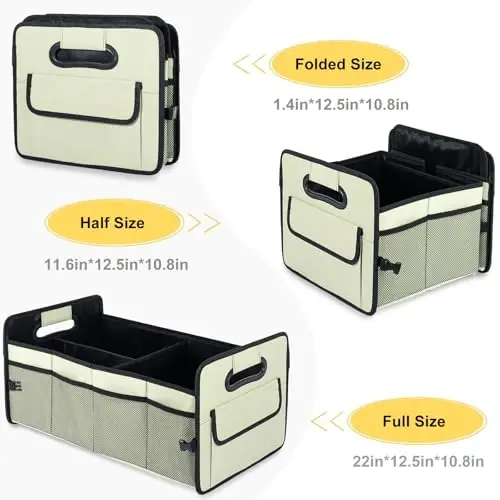 JiatuA Car Trunk Organizer, Car Organizers and Storage Collapsible Multi Compartment Container Box, Adjustable Car Accessories for SUV Sedan Truck, Standard Size, Light Green - 6