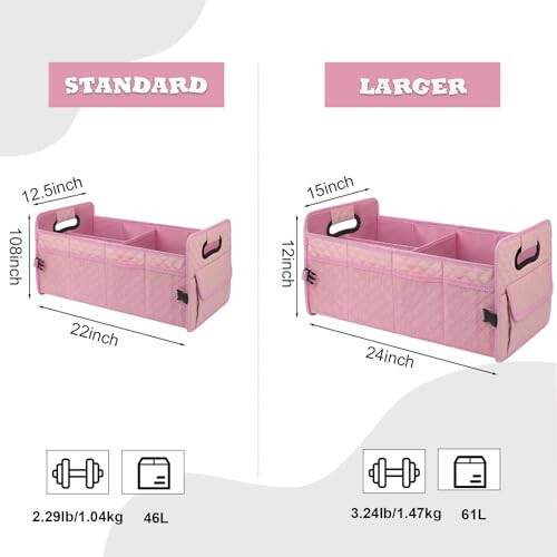 JiatuA Car Trunk Organizer for SUV, Car Storage Organizer Collapsible Multi Compartment Container Box, Adjustable Car Accessories for Women/Men, Pink - 5