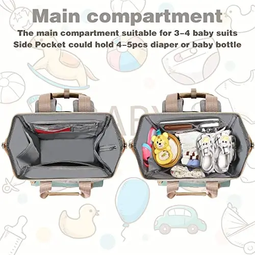 Jiefeike Diaper Bag Backpack, Dad Mom Travel Backpack Diaper Bag for Baby Boys Girls, Insulated Pockets Portable Baby Nappy Bags with USB Charging Port, RFID Anti-Theft Water-Resistant Pocket Stroller - 4