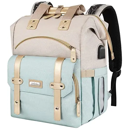 Jiefeike Girls Diaper Backpack,Travel Backpack Diaper Bag for Dad Mom Baby Boys,Insulated Pockets Portable Baby Nappy Bags with USB Charging Port,RFID Anti-Theft Water-Resistant Pocket Stroller Straps - JIEFEIKE