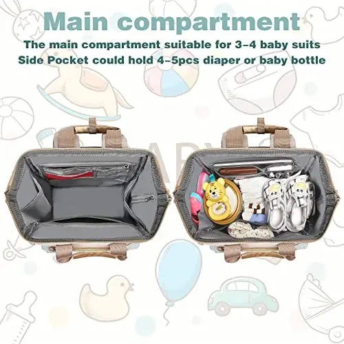 Jiefeike Girls Diaper Backpack,Travel Backpack Diaper Bag for Dad Mom Baby Boys,Insulated Pockets Portable Baby Nappy Bags with USB Charging Port,RFID Anti-Theft Water-Resistant Pocket Stroller Straps - 4