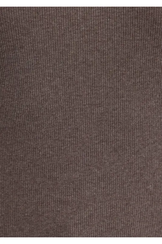 Jigarrang Basic futbolka Fitted / Gavdaga mos kesim - 7