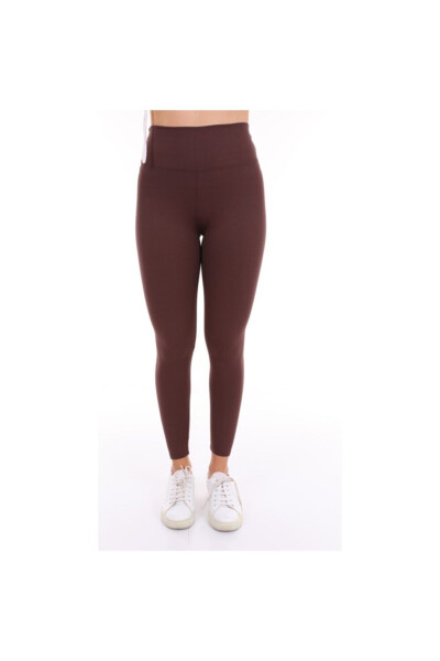 Jigarrang chiziqli baland belli leggins - 10