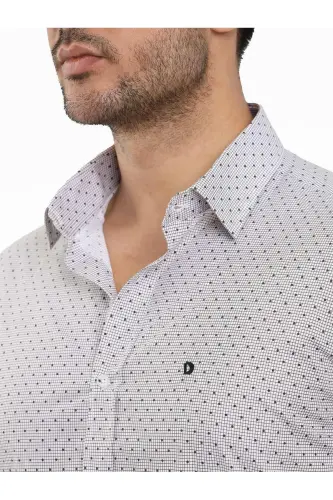Jigarrang erkaklar uchun yupqa o'tirgan pike naqshli Brent yoqali uzun yengli ko'ylak - 102996 - 6