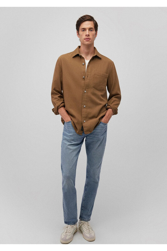 Jigarrang ko'ylak Regular Fit / Oddiy bichim 02112 - MAVI