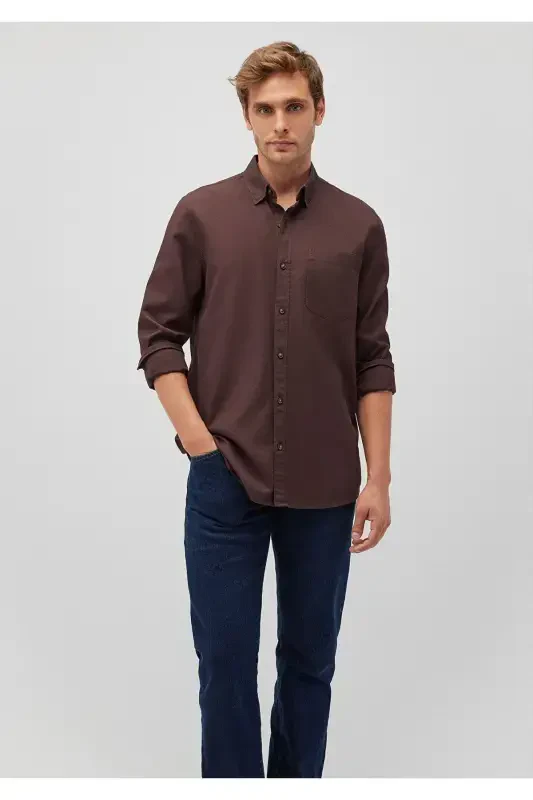 Jigarrang ko'ylak Regular Fit / Oddiy Kesim 02110 - 4