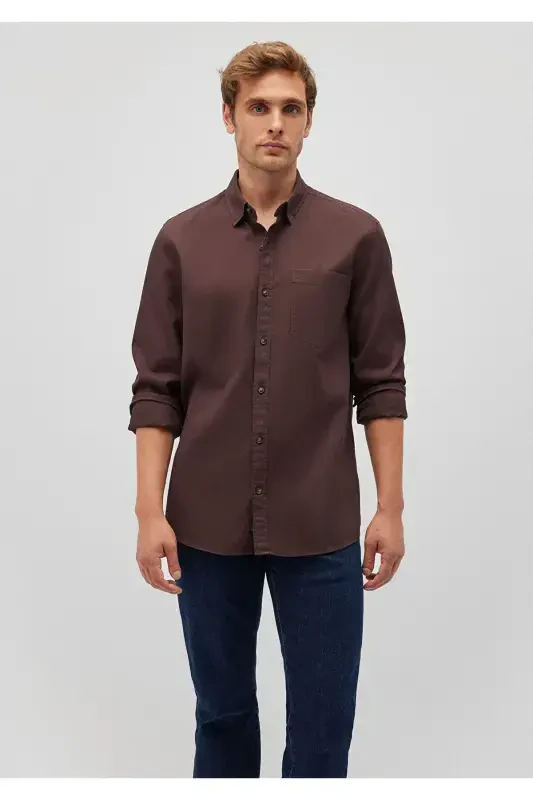 Jigarrang ko'ylak Regular Fit / Oddiy Kesim 02110 - 5