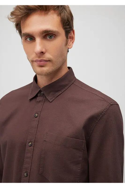 Jigarrang ko'ylak Regular Fit / Oddiy Kesim 02110 - 2