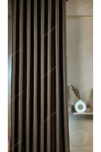 Jigarrang qoraytirish parda - Yorug'lik o'tkazmaydigan Blackout fon parda | Pilesiz bitta qanot | AURAPERDE-Kahvrengi - 5