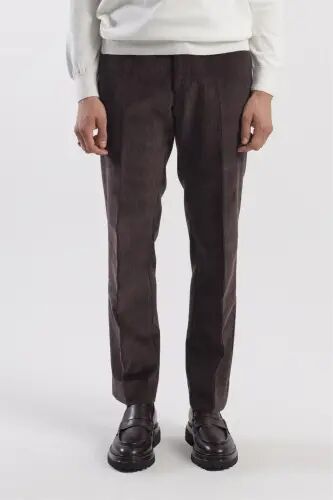 Kahve Regular Fit %100 Pamuk Kadife Pantolon 