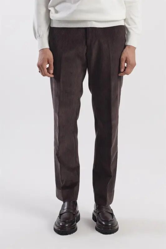Kahve Regular Fit %100 Pamuk Kadife Pantolon - 1