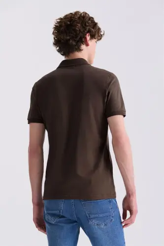 Jigarrang Slim Fit Polo Yoqali T-Shirt - 4