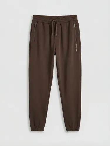 Jigarrang Standart Qolipdagi Erkaklar Jogger Sport Tumani-Jigarrang - 5